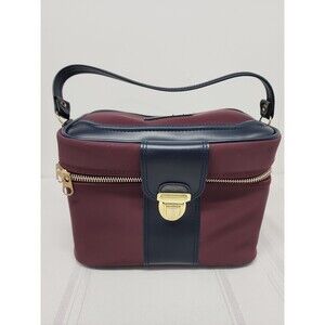 VTG Sears 1980's Vanity Train Case/Travel Bag Burgundy/Navy #9801 Softsided EUC